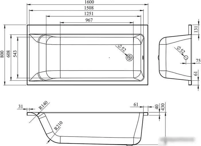 Ванна Lavinia Boho Catani 160х80 3712160R - фото товара