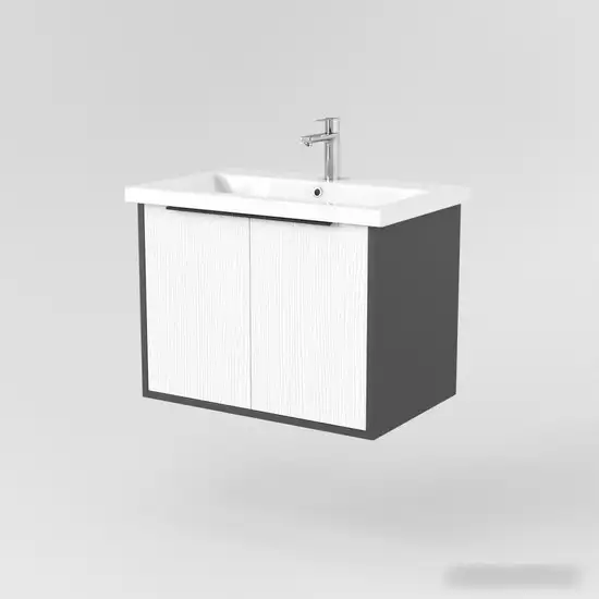 Дабер Тумба под умывальник 018 Cersanit Como 70 Т18.7С.0.20Ч (белый древесный/серый/ручка черная) – фото товара