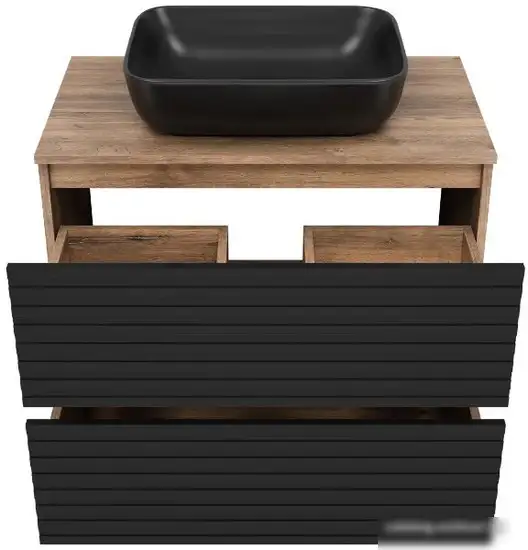 Brevita Тумба под умывальник Dakota 80 DAK-07080-19/02-2Я (черный/темное дерево) – фото товара
