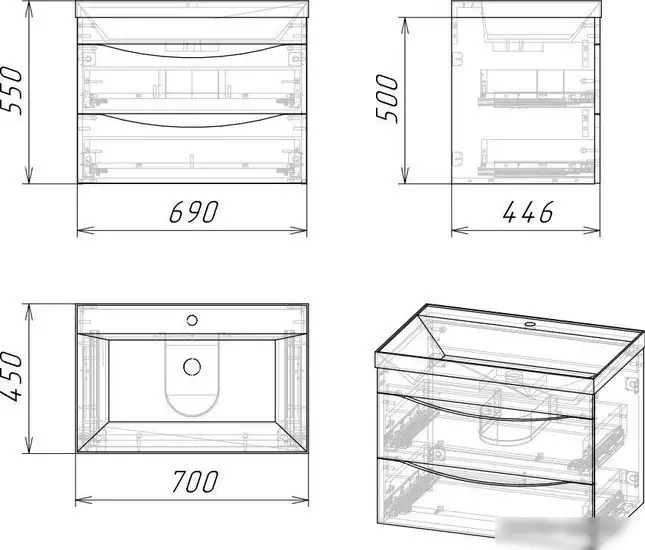 Grossman Тумба под умывальник Талис 70 107011 (бетон пайн/серый) – фото товара