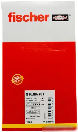 Дюбель-гвоздь Fischer N 8 x 80/40 F 513702 (100 шт) – фото товара