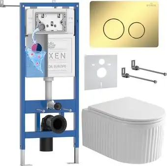 Унитаз подвесной Roxen Royal Matt в комплекте с инсталляцией StounFix Dual Fresh 6 в 1 868588 (кнопка: сатин матовая) - изображение в каталоге