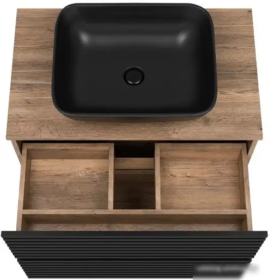 Brevita Тумба под умывальник Dakota 80 DAK-07080-19/02-2Я (черный/темное дерево) – фото товара