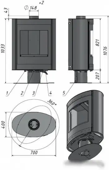 Свободностоящая печь-камин Мета-Бел Свитязь АОТ-7.0-01 - фото товара