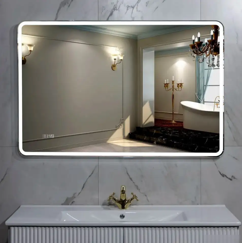 Пекам Зеркало Marta 1 110x80 marta1-110x80dpcl (с подсветкой, с сенсором на взмах руки, подогрев, часами) – фото товара