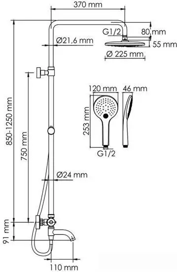 Душевая система Wasserkraft A288.077.078.BM Thermo - фото товара