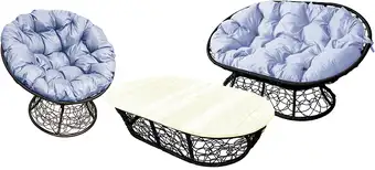 Набор садовой мебели M-Group Мамасан, Папасан и стол 12140409 (черный ротанг/серая подушка) – изображение в каталоге