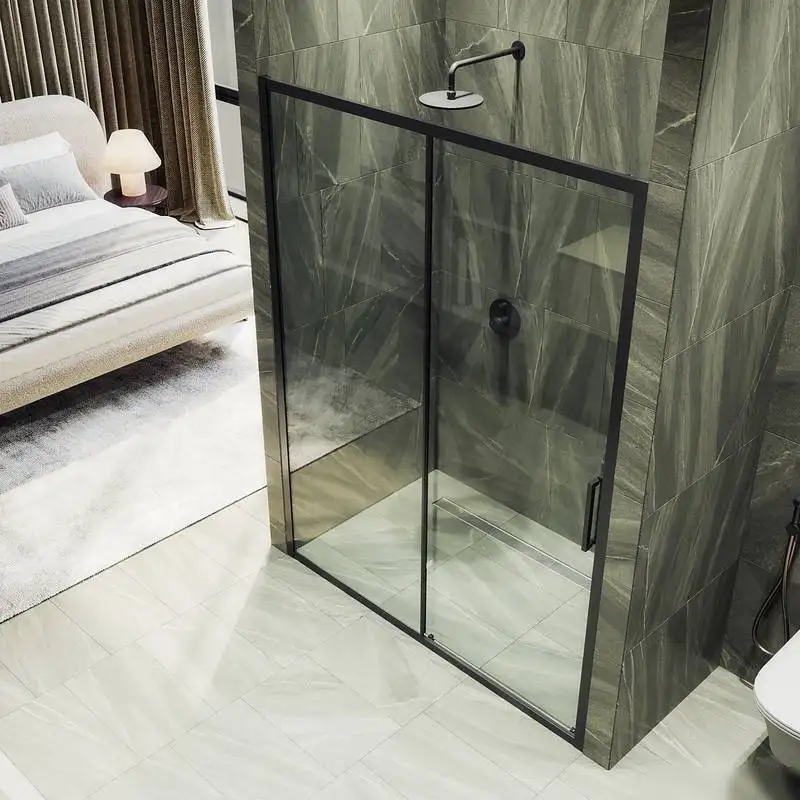 Душевая дверь MaybahGlass 195x100 MGD-1275-6 (бесцветное стекло/черный) - фото товара
