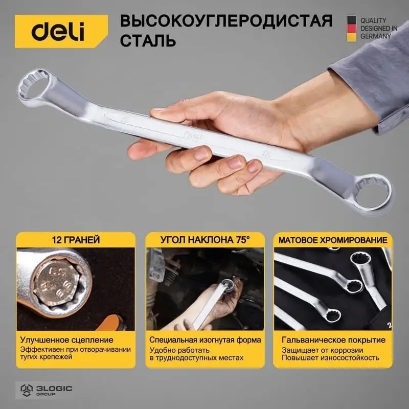 Набор ключей Deli DL150012A (12 предметов) – фото товара