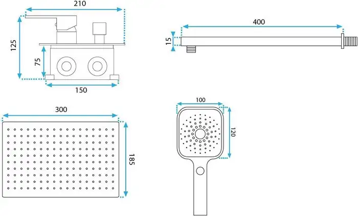 Душевая система Rea Moby Black + Box REA-P2402 - фото товара