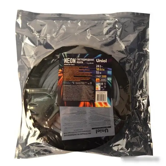 Светодиодная лента Uniel ULS-N11-2835-120LED-m-8mm-IP67-DC24V-10W-m-15M-4000K – фото товара