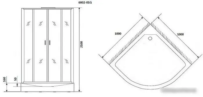 Душевая кабина Niagara NG-6002-01G 100x100x210 (прозрачное стекло) - фото товара