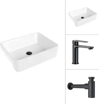 Умывальник Lauter 21675 + Moon 21СК691BS с сифоном 21635B (черный матовый) - изображение в каталоге