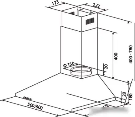 Кухонная вытяжка HOMSair Delta 50 (нержавеющая сталь) - фото товара