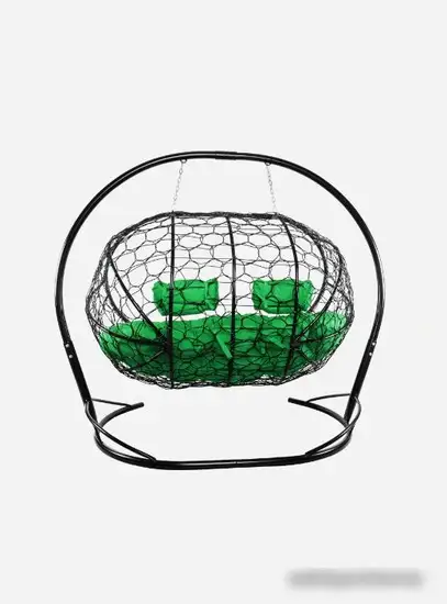 Подвесной диван M-Group Лежебока 11180404 (с черным ротангом/зеленая подушка) – фото товара