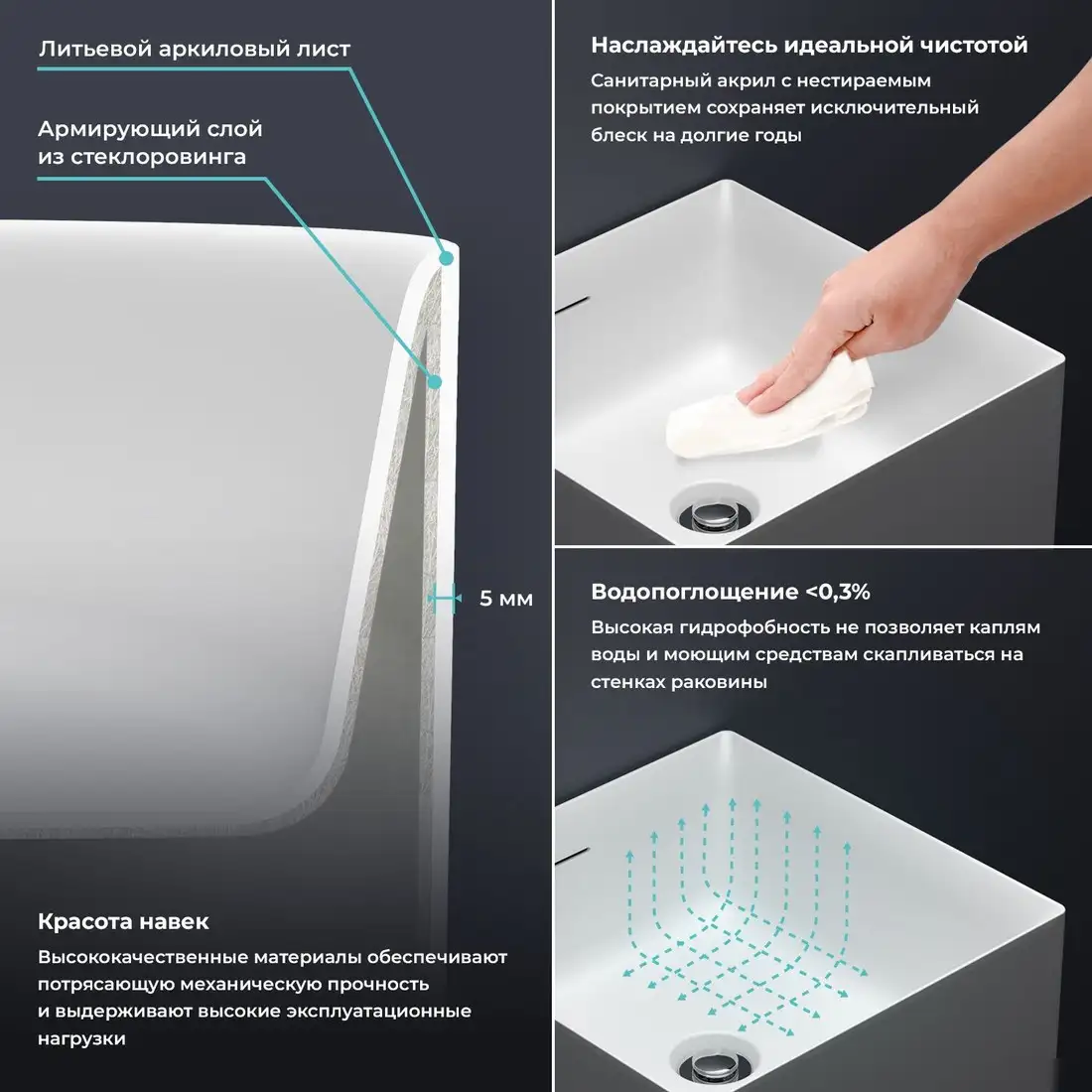 Умывальник Wellsee Pure BY Wellsee 230712000 (отдельностоящий, без отверстия под смеситель, матовый белый) - фото товара