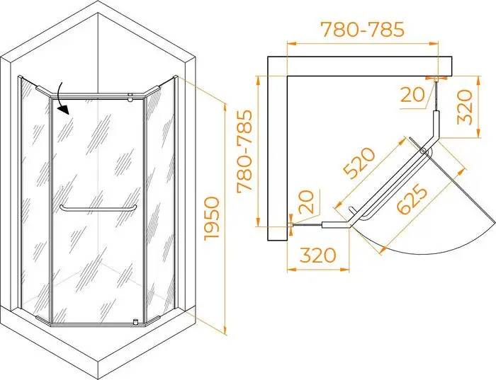 Душевой уголок RGW PA-081B 35088188-14 80x80 (черный/прозрачное стекло) - фото товара