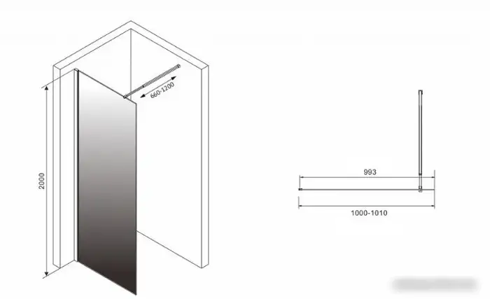 Душевая стенка Abber Immer Offen AG69101BD - фото товара