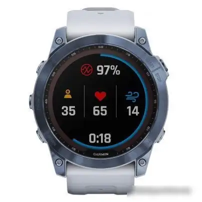 Умные часы Garmin Fenix 7X Sapphire Solar 51 мм (голубой минерал/белый камень) – фото товара