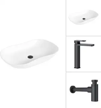 Умывальник Lauter 21570 + Cascade 21СК0655BS с сифоном 21635B (черный матовый) - изображение в каталоге