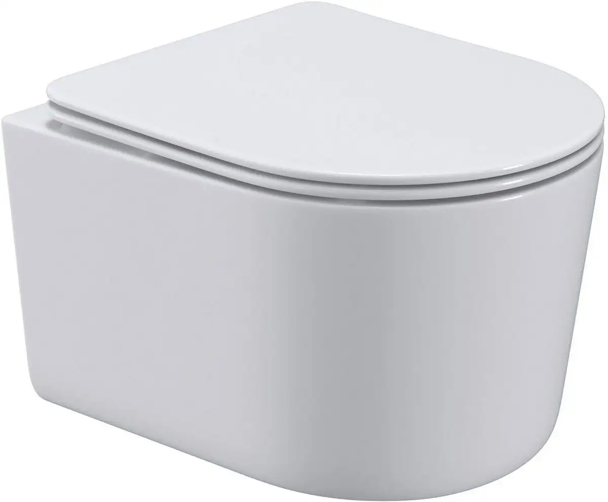 Унитаз подвесной Roxen Simple compact в комплекте с инсталляцией StounFix Dual Fresh 6 в 1 968480 (кнопка: брашированное золото) - фото товара