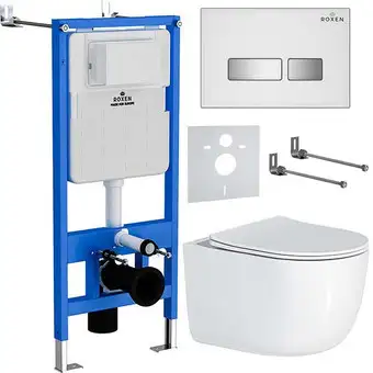 Унитаз подвесной Roxen Vortex Tornado в комплекте с инсталляцией StounFix Slim 6 в 1 964605 (кнопка: белое стекло) - изображение в каталоге