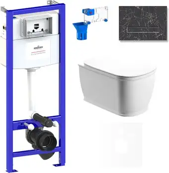 Унитаз Lavinia Boho Relfix Bell Pro Rimless 7 в 1 75110031 (greek black иск. камень) - изображение в каталоге