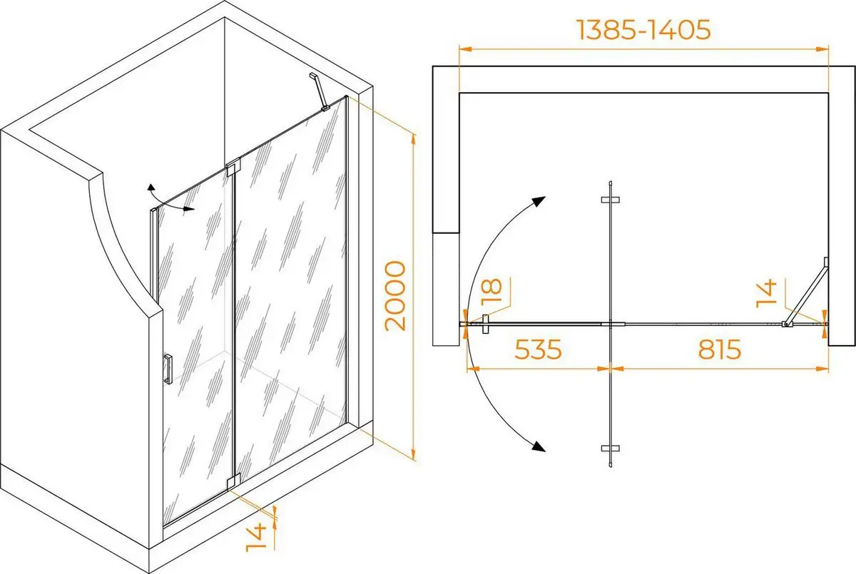 Душевая дверь RGW HO-014Gr 350601414-210 - фото товара