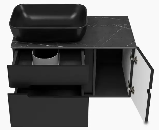 Misty Тумба под умывальник Роял 80 П-Роя-01080-021П2Я (подвесная, черный) – фото товара