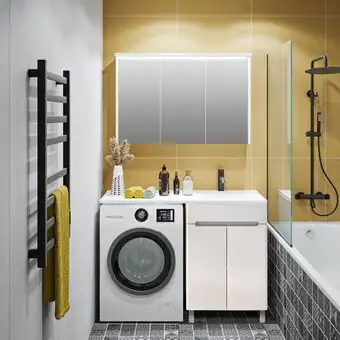 Runo Тумба с умывальником Runo Парма 60 + Гамма 120 лайт с левым крылом (напольная) – изображение в каталоге