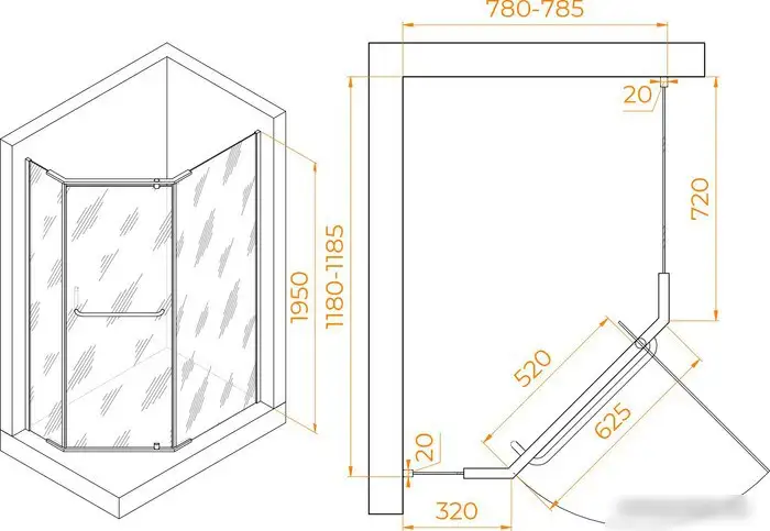 Душевой уголок RGW PA-091 35089182-11 80x120 (хром/прозрачное стекло) - фото товара