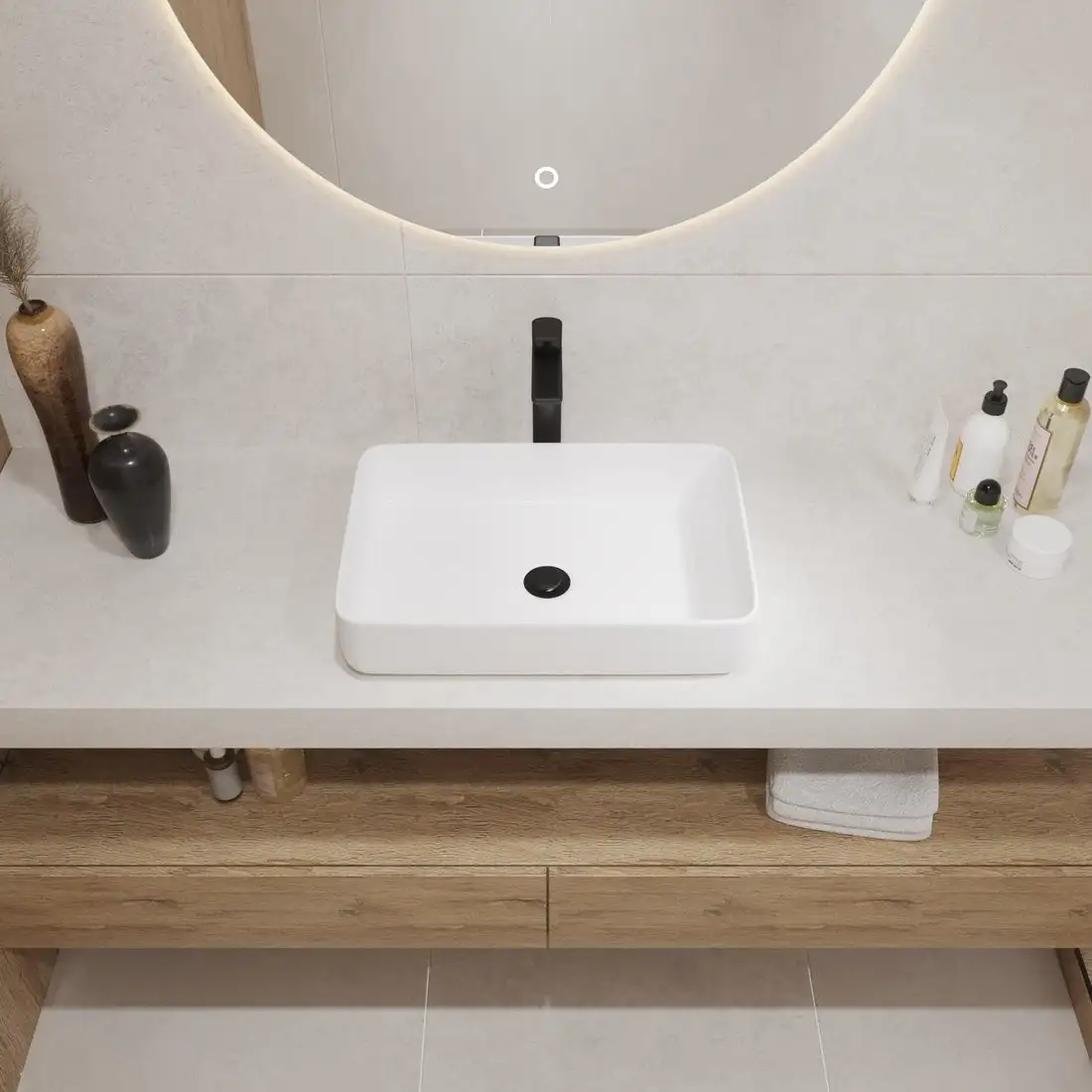 Умывальник Lauter 21487-50 + клапан 21190CH + сифон 21635CH (хром) - фото товара