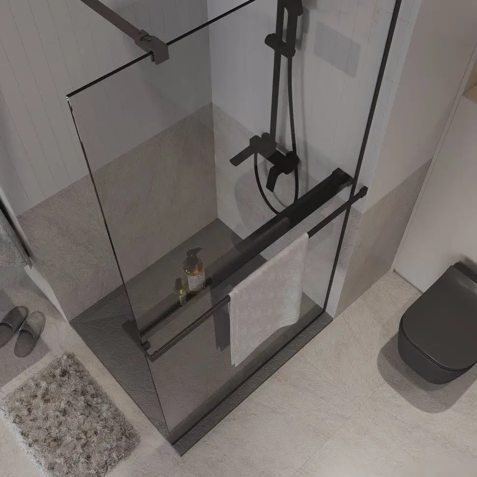 Душевая стенка Niagara NG-670-12ВLACK 120x195 (черный матовый/прозрачное стекло) - фото товара