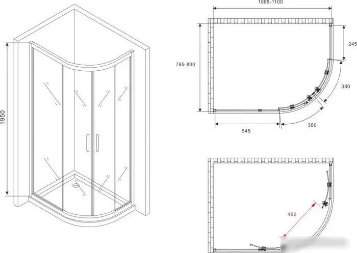 Душевой уголок Abber Schwarzer Diamant AG01118 - фото товара