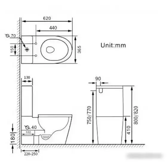 Унитаз напольный SantiLine SL-5014SM-BD - фото товара