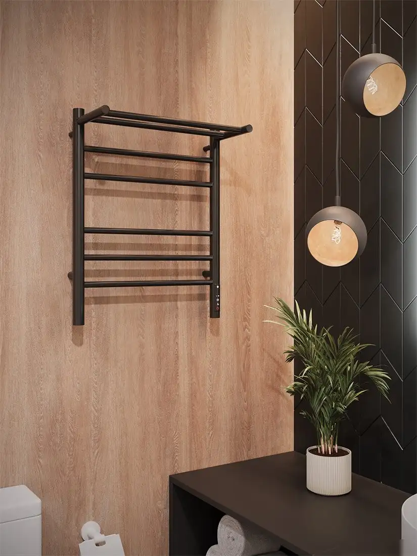 Полотенцесушитель TERMINUS Аврора П6 450x600 (с полкой, quick touch, КС 9005) - фото товара