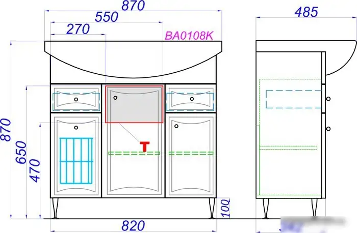 Aqwella Тумба под умывальник Barcelona 85 BA0108K (белый) – фото товара