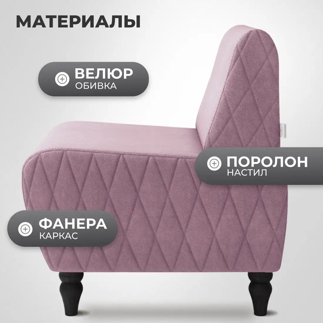 Интерьерное кресло MONOFIX Буно кресло (велюр/сиреневый №28)