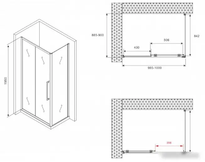 Душевой уголок Abber Schwarzer Diamant AG30100MH-S90M - фото товара
