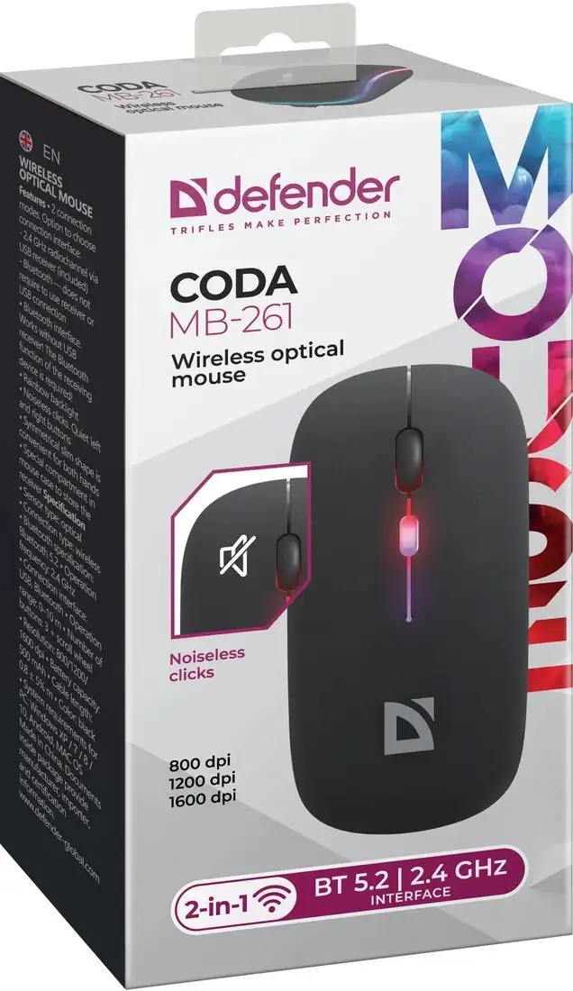 Мышь Defender Coda MB-261 (черный) – фото товара