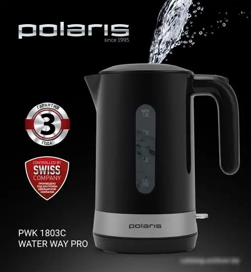 Электрочайник Polaris PWK 1803C Water Way Pro (черный) - фото товара