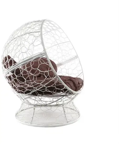 Кресло M-Group Апельсин 11520105 (белый ротанг/коричневая подушка) – фото товара