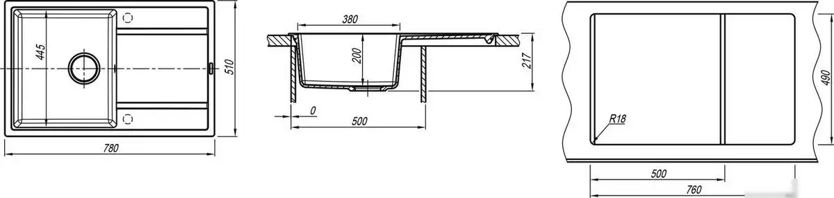 Кухонная мойка ZorG Rock 78 Premium black metallic - фото товара