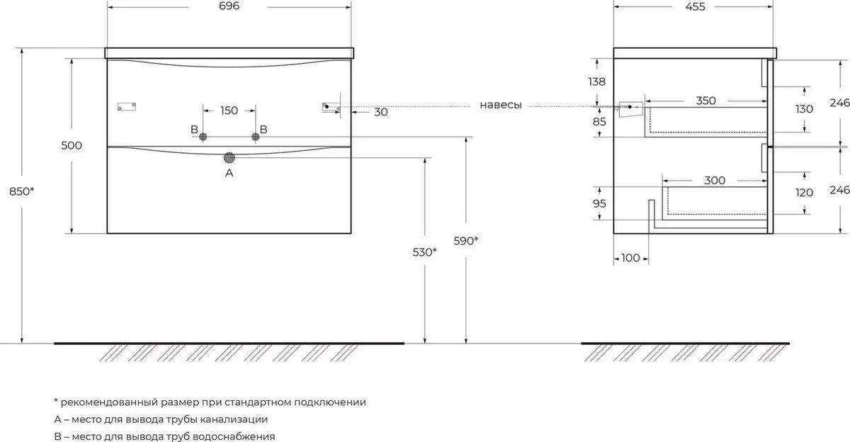 BelBagno Тумба под умывальник MARINO-CER-N-700-2C-SO-RG-P – фото товара