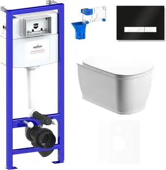 Унитаз Lavinia Boho Relfix Bell Pro Rimless 7 в 1 75110024 (черный/белый стекло) - изображение в каталоге