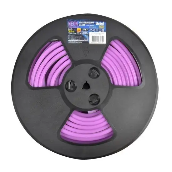 Светодиодная лента Uniel ULS-N11-2835-120LED-m-8mm-IP67-DC24V-10W-m-15M-PURPLE – фото товара
