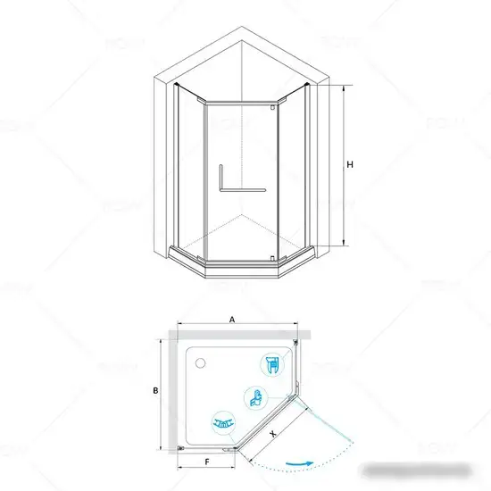 Душевой уголок RGW RGW HO-084B 90x90 (черный/тонированное стекло) - фото товара