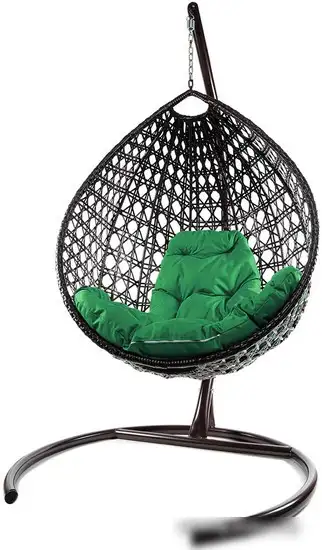 Подвесное кресло M-Group Капля Люкс 11030204 (коричневый ротанг/зеленая подушка) – фото товара