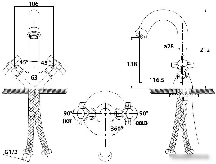 Смеситель Kaiser Cross (хром) [41011] - фото товара