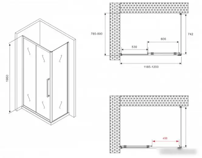 Душевой уголок Abber Schwarzer Diamant AG30120MH-S80M - фото товара